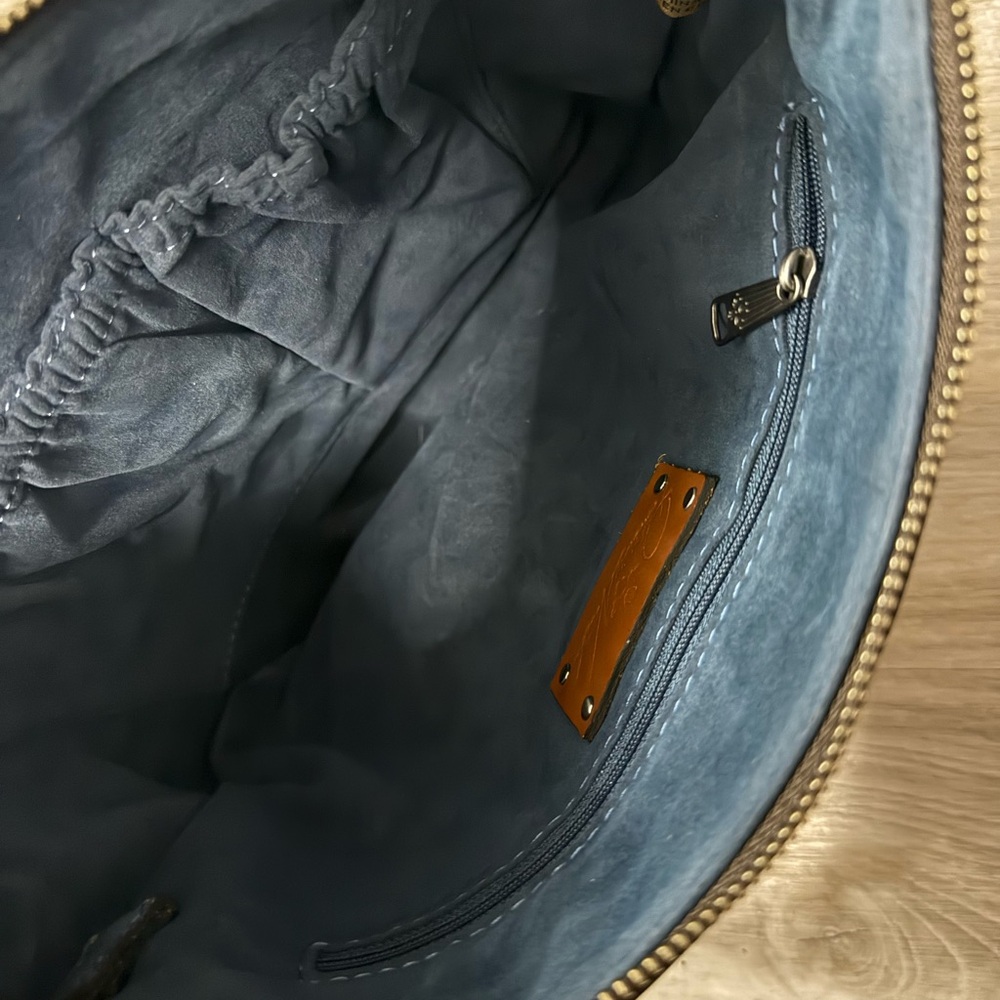 Patricia Nash Blue Floral Embossed Crossbody Bag - Picture 4 of 10